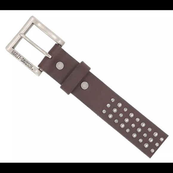✔️HARLEY DAVIDSON MENS TRIPLE STUDDED LEATHER BELT - Picture 3 of 9